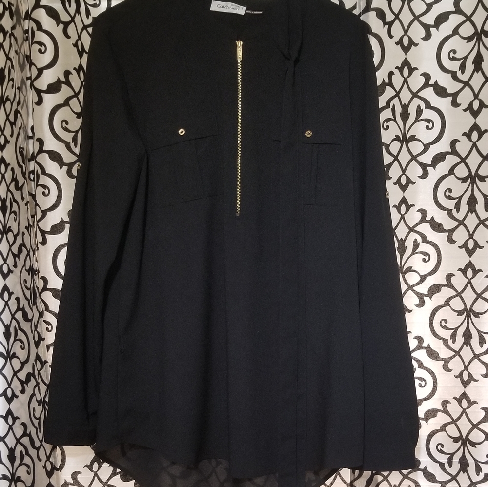 Calvin Klein Black Blouse With Belt